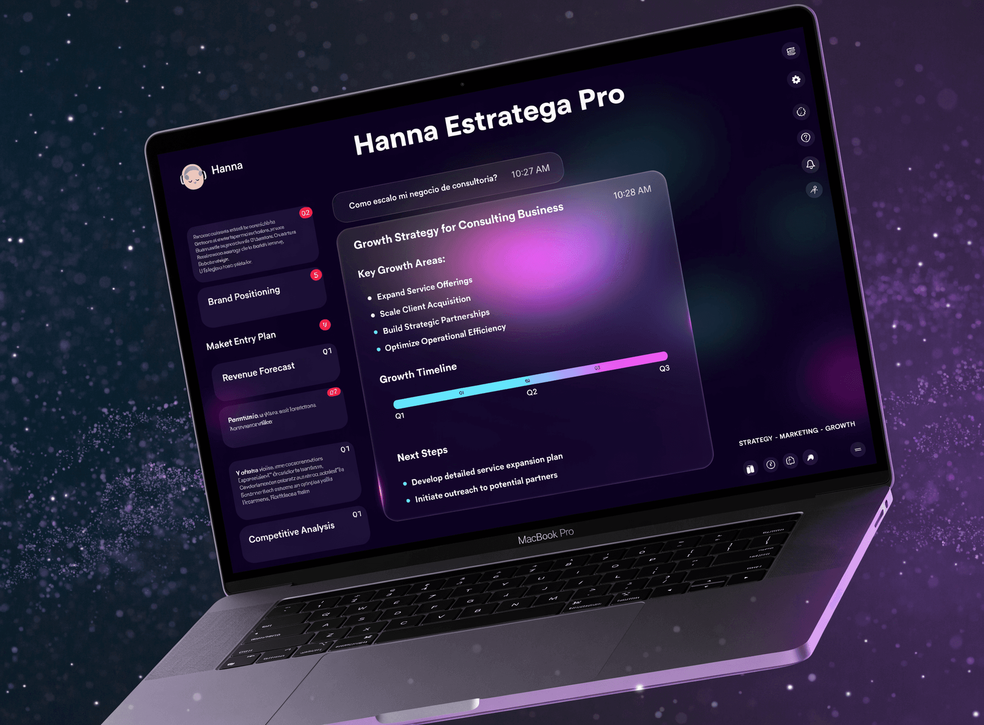 Mockup de Hanna Estratega Pro · 6 meses de acceso